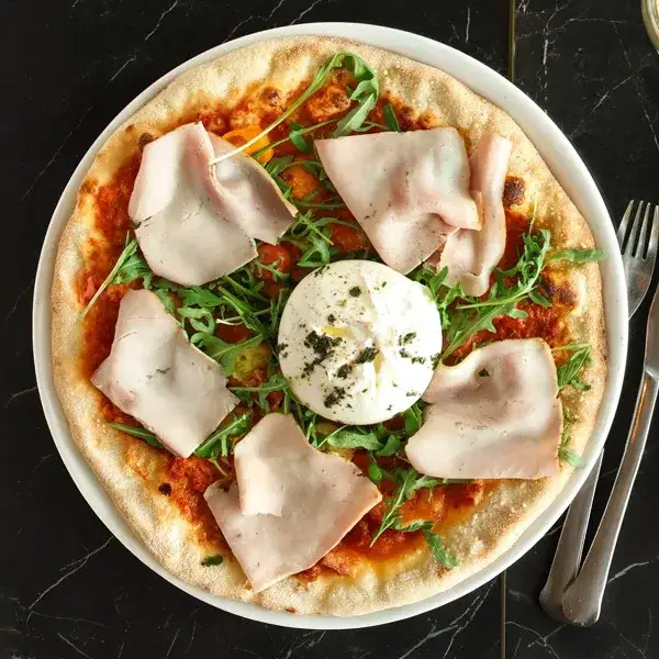 Pomodoro e burrata (jambon aux herbes)