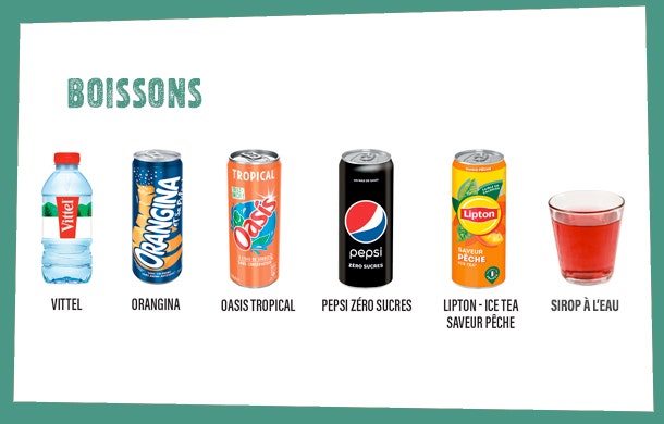 Les boissons du menu enfant Del Arte